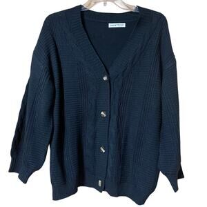 Black Cable Knit Cardigan Sweater | Youth 11–12Y Fits Women’s M/L